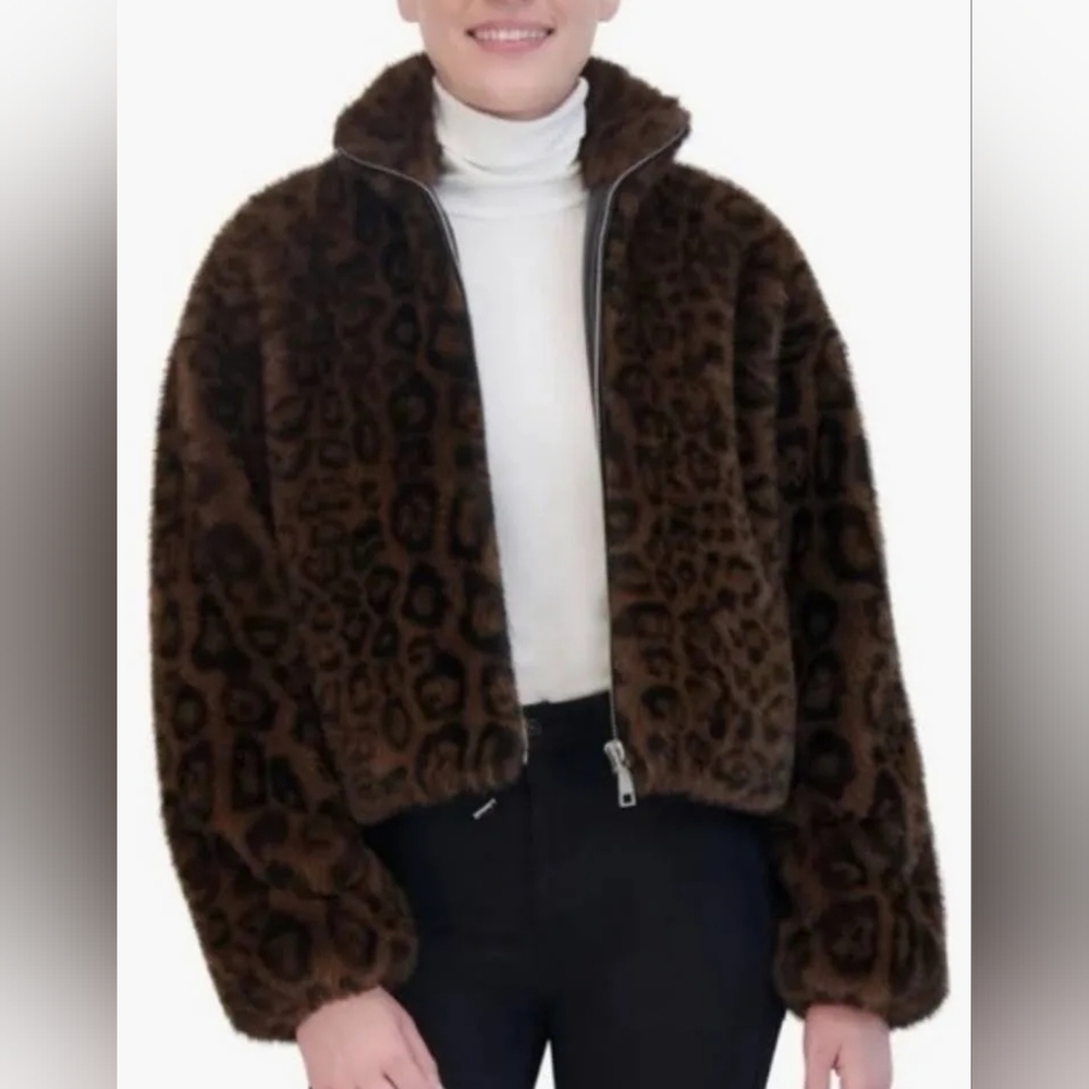 Rebecca Minkoff Brown Leopard Teddy Jacket